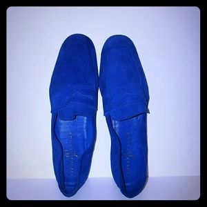 Ivanka Trump soft suede royal blue slippers